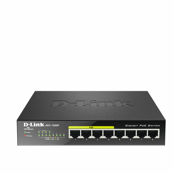 Switch D-Link DGS-1008P 8-Port Gigabit PoE Unmanaged Desktop Switch