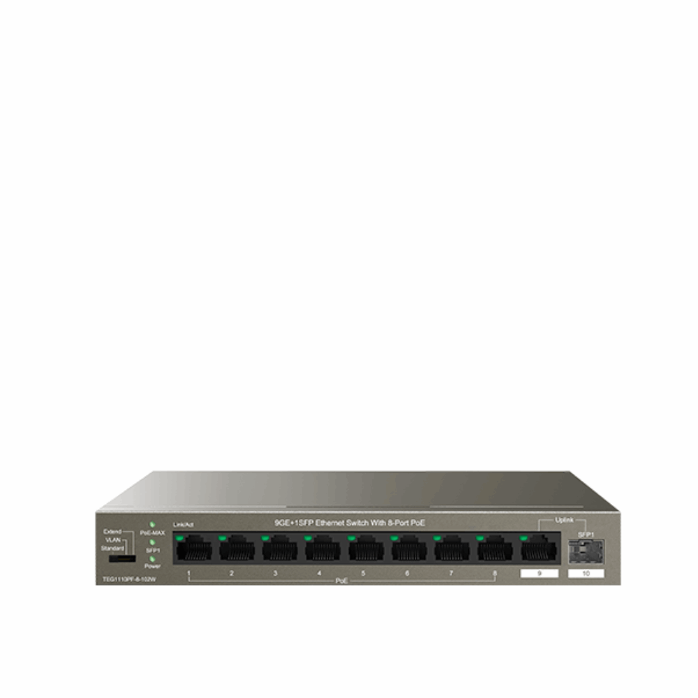 Switch Tenda TEG1110PF-8-102W 9GE+1SFP Ethernet Switch With 8-Port PoE